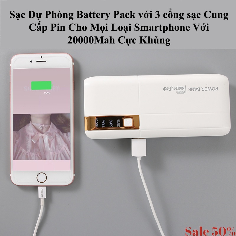 Sạc Dự Phòng Xiaomi 20000mah,Pin & Bộ Sạc Dự Phòng Tốt,Cuc Sat Du Phong.Sạc Dự Phòng Battery Pack với 3 cổng sạc