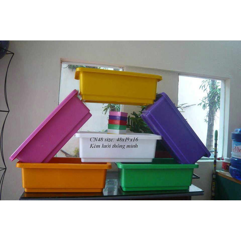 combo 15 chậu chữ nhật thông minh trồng rau trồng hoa dài 48cm x rộng 19,5cm x cao 16cm