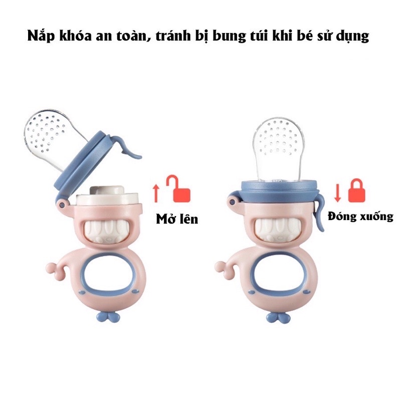 Túi nhai ăn dặm silicon-túi nhai hoa quả chống hóc an toàn tiện lợi cho bé