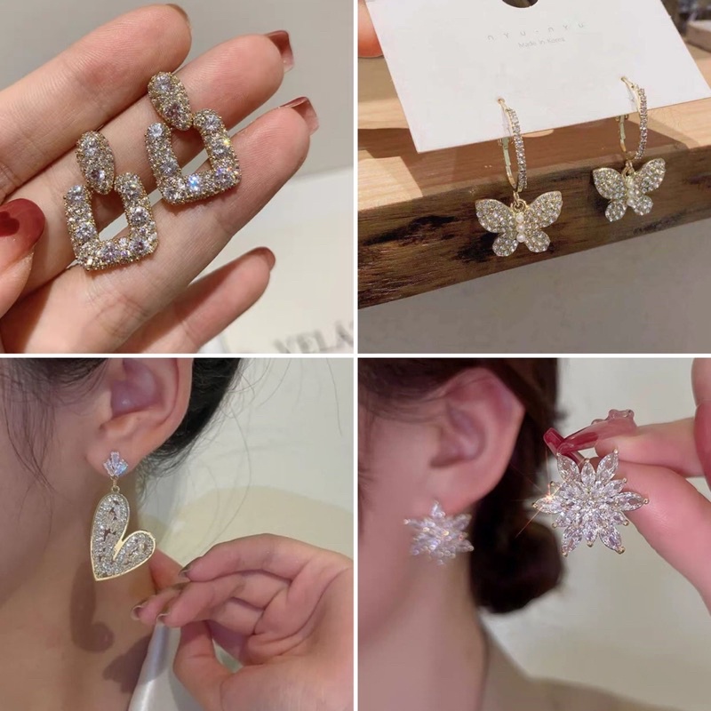 Bông tai đính đá các loại