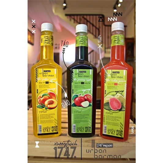 Siro đào dâu Vải  ổi nhãn môn xoài kiwi bạc hà sâm dứa cherry urban barman 1747 ĐỦ VỊ—-