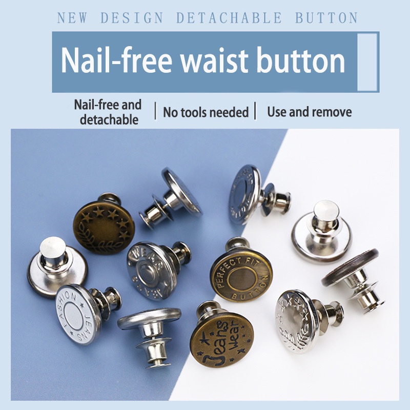 Nút cài quần jean bằng kim loại có thể tháo ra và điều chỉnh tiện lợi cho nữ