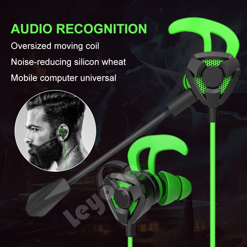 Tai nghe gaming có mic cho điện thoại Leyoya G60 tai nghe chơi game PUBG mobile / FF / ROS / Tốc chiến mic rời 360° earphone BASS hifi thoại / PC tai nghe nhét tai