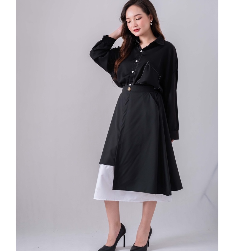 Áo sơ mi nữ dài tay viền chỉ (trắng, đen) loại 1 -  Áo sơ mi basic Zuca shop