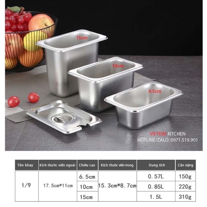 Khay Đựng Thạch Trà Sữa Inox 304 Cao Cấp ( Sâu 10cm)