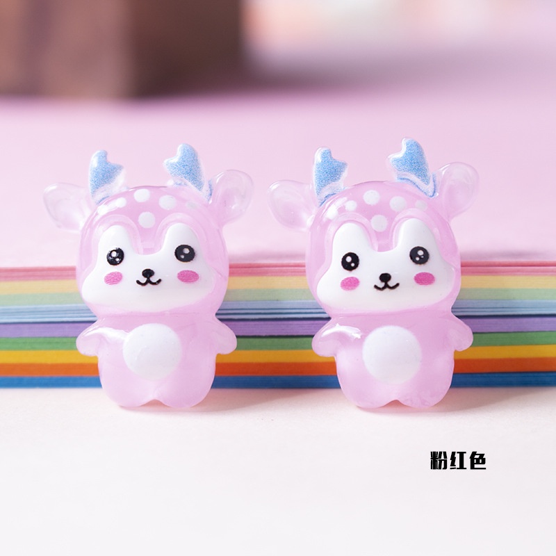 Set 10 Phụ Kiện Trang Trí Ốp Lưng Điện Thoại Hình Chú Nai Đáng Yêu