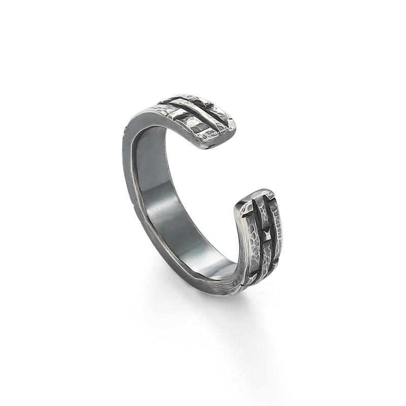 Nhẫn Nam Thiết kế ban đầu Mạ bạc Làm bằng tay Cổ điển Màu bạc Quà tặng Sáng tạo Làm như cũ NH-223