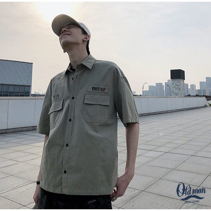 Áo Sơ Mi Kaki WHOSE Tay Ngắn Phong Cách Unisex 1HIT