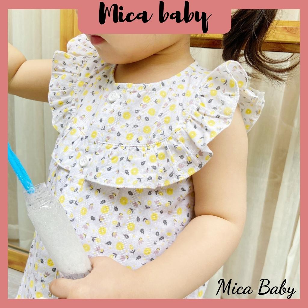 Bộ quần áo cộc tay cho bé cổ yếm họa tiết họa nhí điệu đà đáng yêu Mica baby QA15