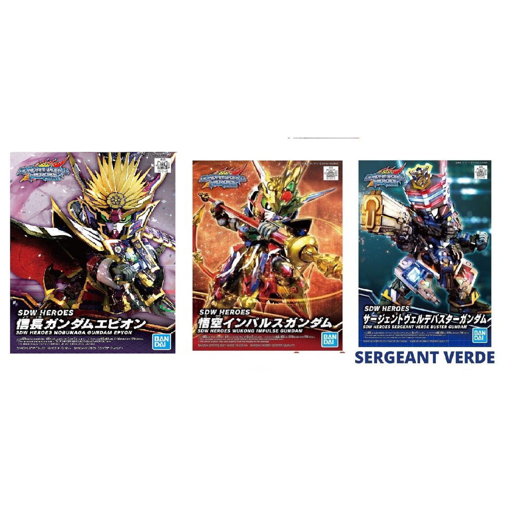 Mô Hình Lắp Ráp Gundam SD World Heroes Wukong Impulse Sergeant Verde Buster Nobunaga Epyon SDW SDWH