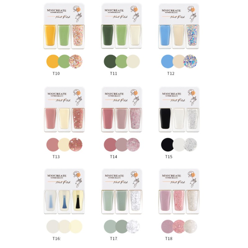 Set 3 chai sơn móng tay Maycreate Nail Polish - Nội địa Trung