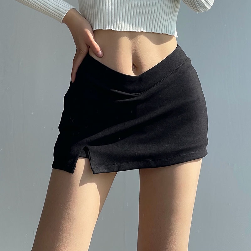 Chân Váy Da Lưng Thấp Thiết Kế Xẻ Quyến Rũ