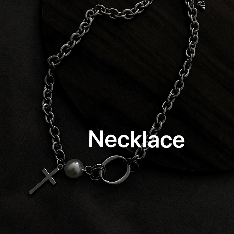 Dây Chuyền Mặt Hình Thánh Giá Đính Ngọc Trai Phong Cách Hiphop Thời Trang 23374