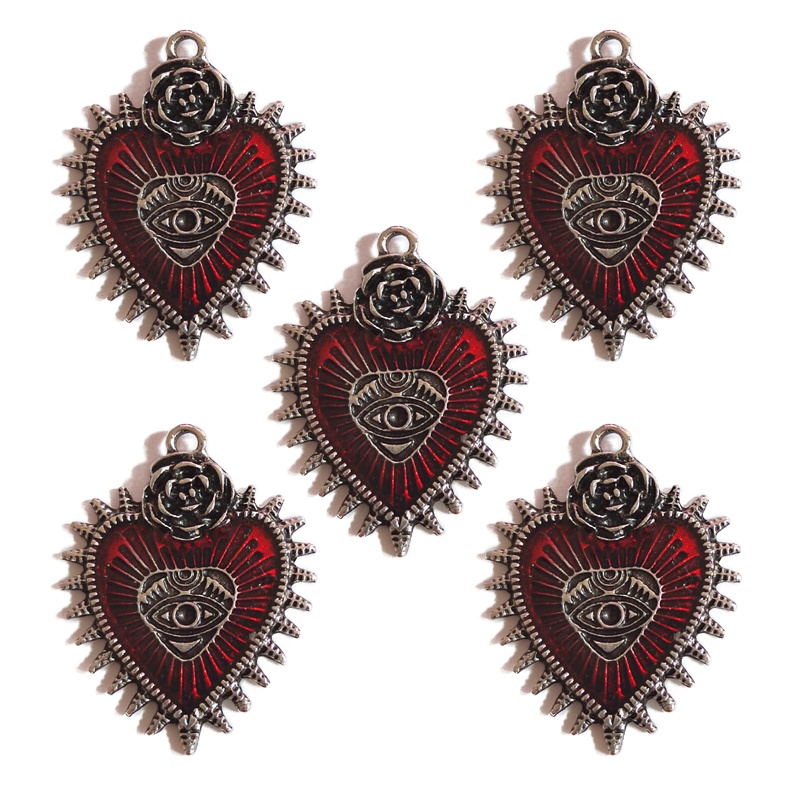 Set 5 Mặt Dây Chuyền Hình Trái Tim Phong Cách Gothic
