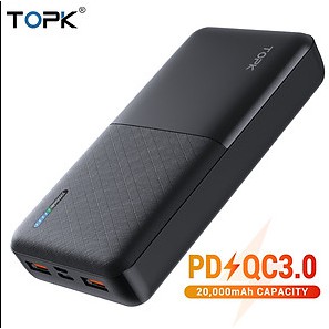 [chính hãng,BH 1 năm] Sạc Dự Phòng TOPK I2009Q 20000 mAh, Sạc Nhanh 18W QC3.0 Có Out Type-C