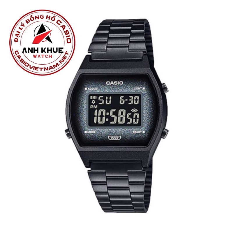 Đồng Hồ Casio unisex Điện Tử B640WBG-1BDF Dây Kim Loại Mạ Ion Đen - Thiết Kế Mặt Lấp Lánh