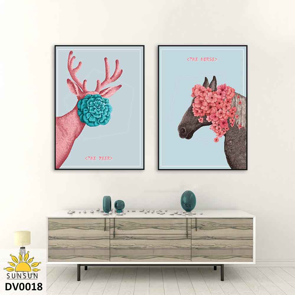 Bộ 2 Tranh Canvas Ngựa Và Hươu-Horse And Deer | MS DV0018