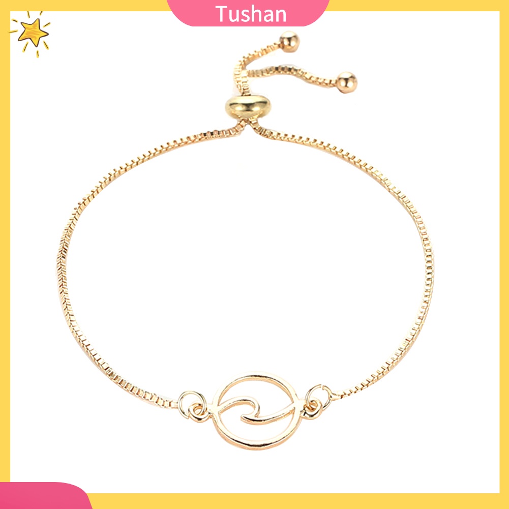 TUSH_Adjustable Women Fashion Hollow Wave Charm Box Chain Bracelet Party Jewelry Gift