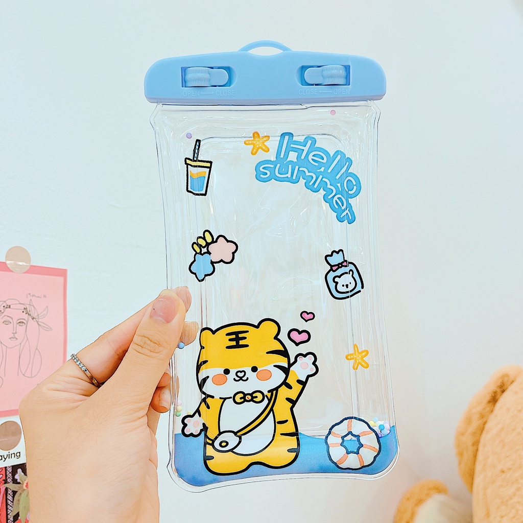 Túi đựng điện thoại chống nước có dây đeo, dạng phao nổi trên mặt nước phù hợp đi bơi, đi biển