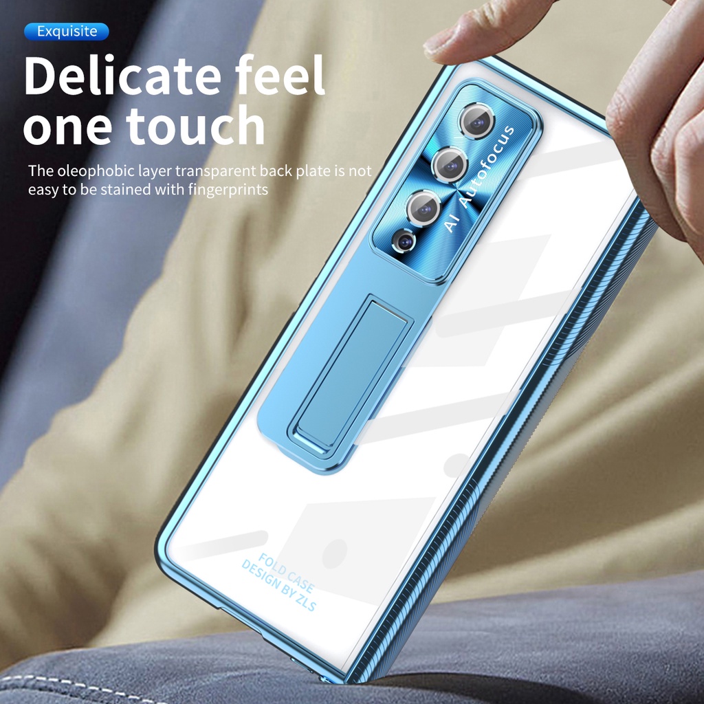 Ốp Điện Thoại Trong Suốt Có Giá Đỡ Từ Tính Và Miếng Dán Kính Bảo Vệ Màn Hình Cho Samsung Galaxy Z Fold 5 Gấp 4 Lần 3