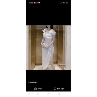 Váy body vạt chéo vai đổ . Hàng thiết kế riêng