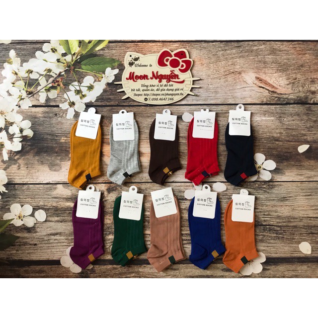 Tất vớ nữ sắc màu cổ ngắn Vintage phong cách Hàn Quốc