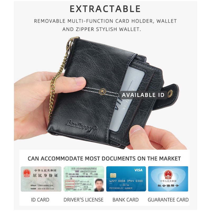 Baellerry Ví Da Ngắn Có Khóa Kéo Thời Trang Cho Nam