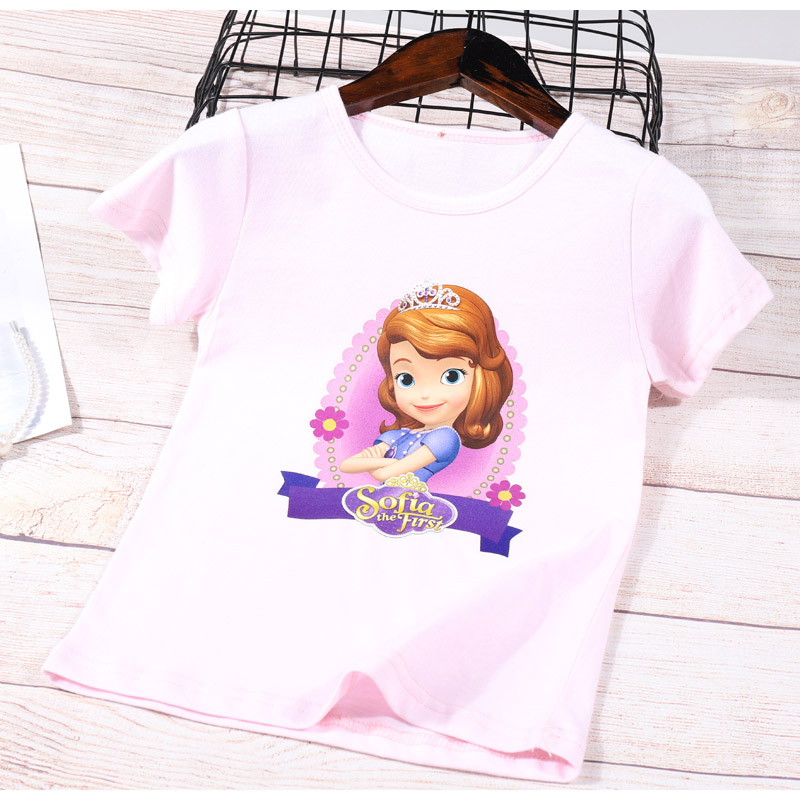 2-7 Years Kids Girls Cartoon Elsa Short Sleeve Summer T-Shirt Top Clothes