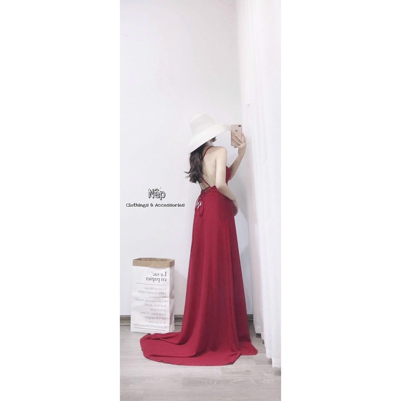 Váy dây maxi hở lưng loại 1- 2 lớp  [HOT NHẤT] chất siêu xịn