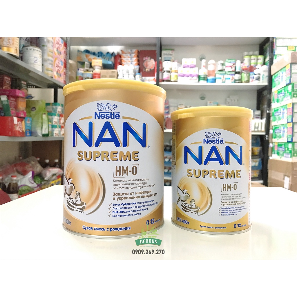 Sữa Nan Supreme Nga HMO 800g (cho bé dị ứng đạm bò)