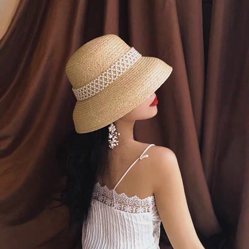 Mũ chuông cói tự nhiên cao cấp đai ngọc M182