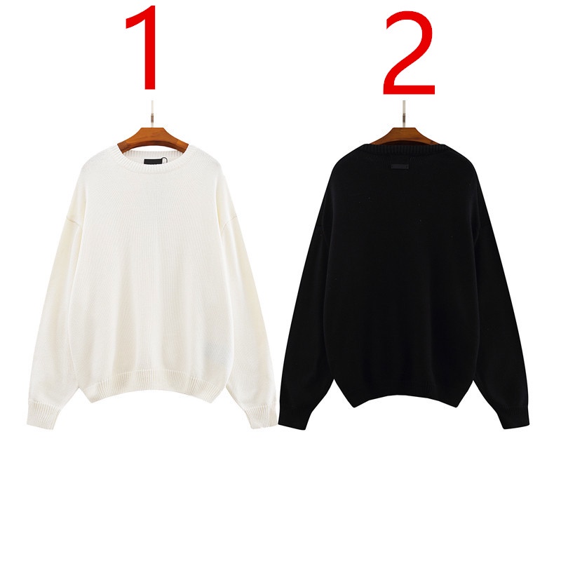 Áo sweater dệt kim tay dài cổ tròn dáng rộng màu sắc đơn giản thời trang cho cặp đôi