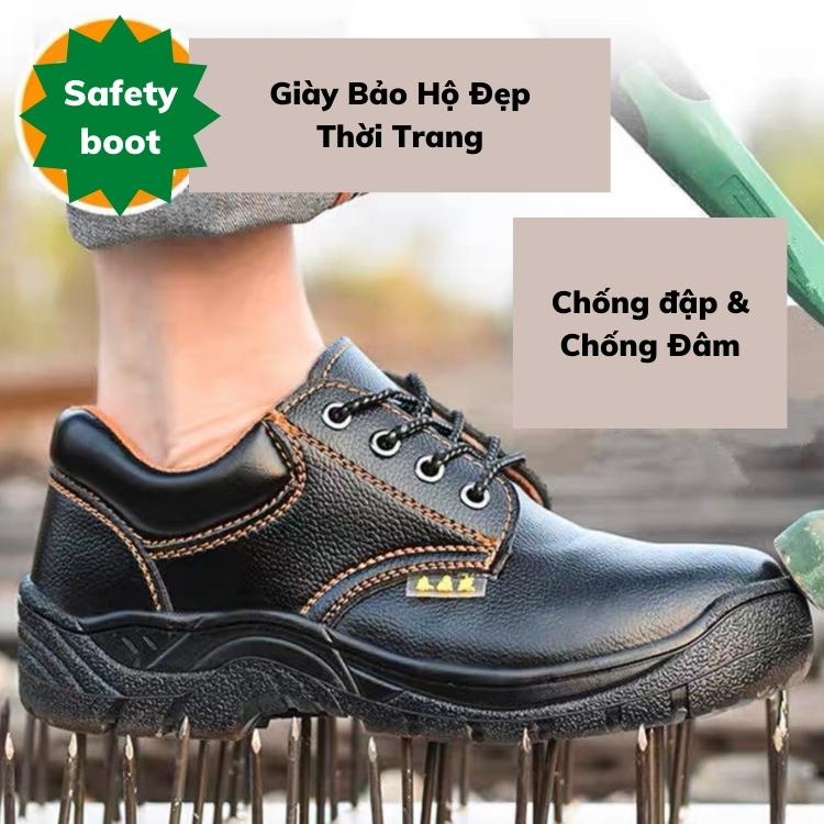 giày bảo hộ lao động nam Safety boot cổ thấp mũi sắt chống đinh, chống va đập dành cho thợ hàn điện đi làm, đi chơi