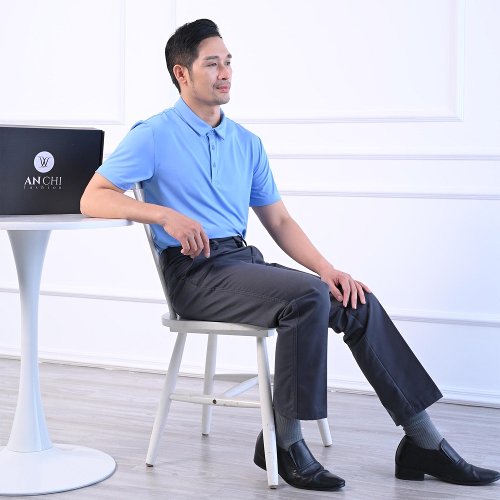 Quần Kaki Nam Trung Niên ANCHI Màu Xám Ống Suông Dày Dặn Cao Cấp