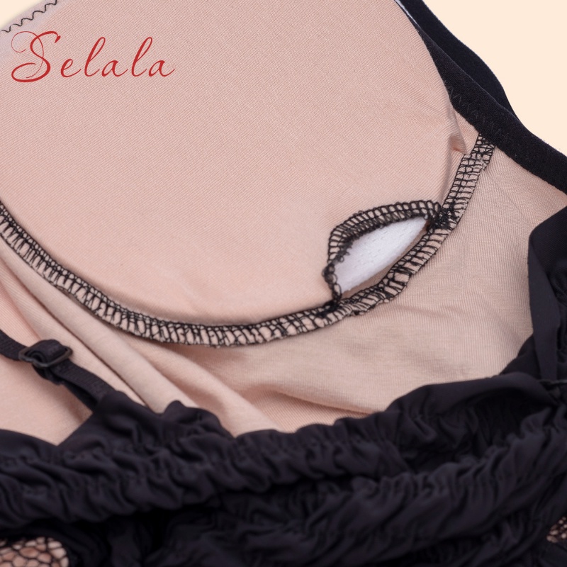 Áo 2 Dây Selala Phối Ren Dáng Dài Siêu Ôm Sexy Quyến Rũ V02