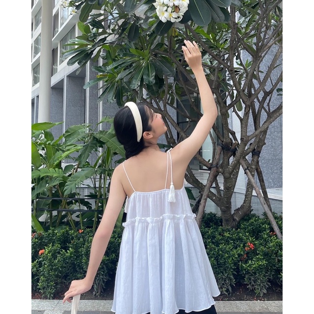 Áo hai dây babydoll chất xô mát - Áo hai dây boho dây cộ tua rua