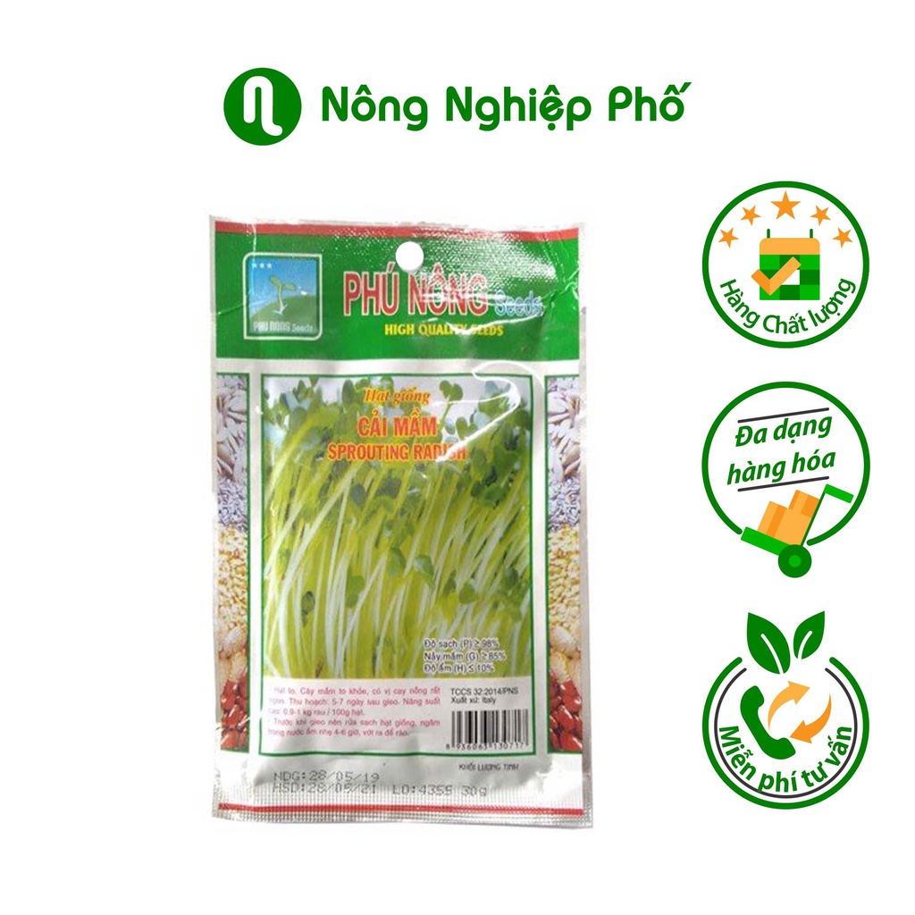 Hạt Giống Cải Rau Cải Mầm PHÚ NÔNG Gói 30 Gram