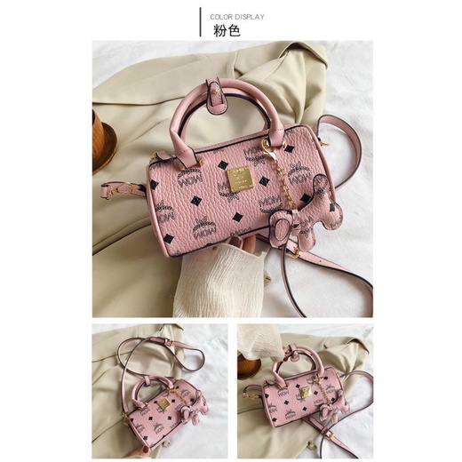 Túi trống in họa tiết chữ M kèm phụ kiện móc kèm dây đeo chéo❣️freeship❣️