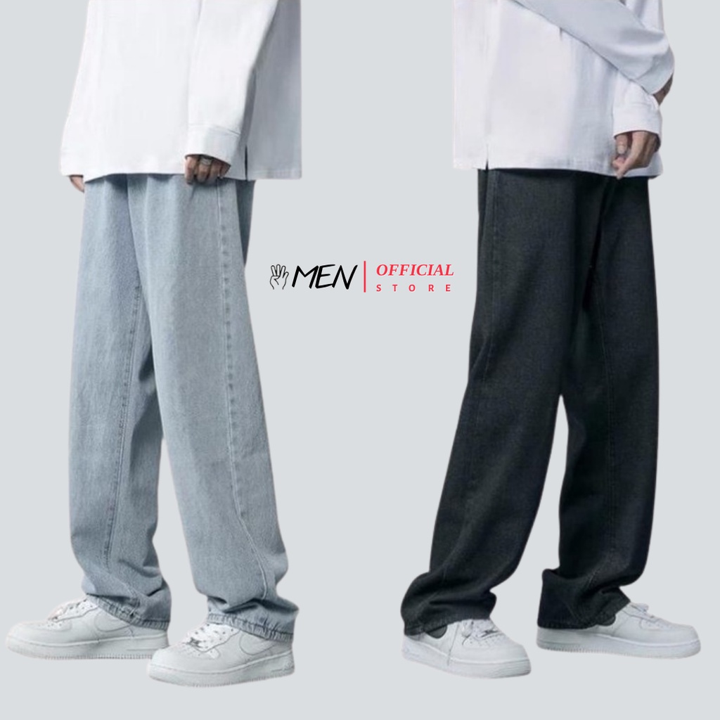 Quần jean nam nữ ống suông ruộng màu đen cực kỳ các tính, chất jeans dày dặn mềm mại tại cảm giác thoải mái khi mặc