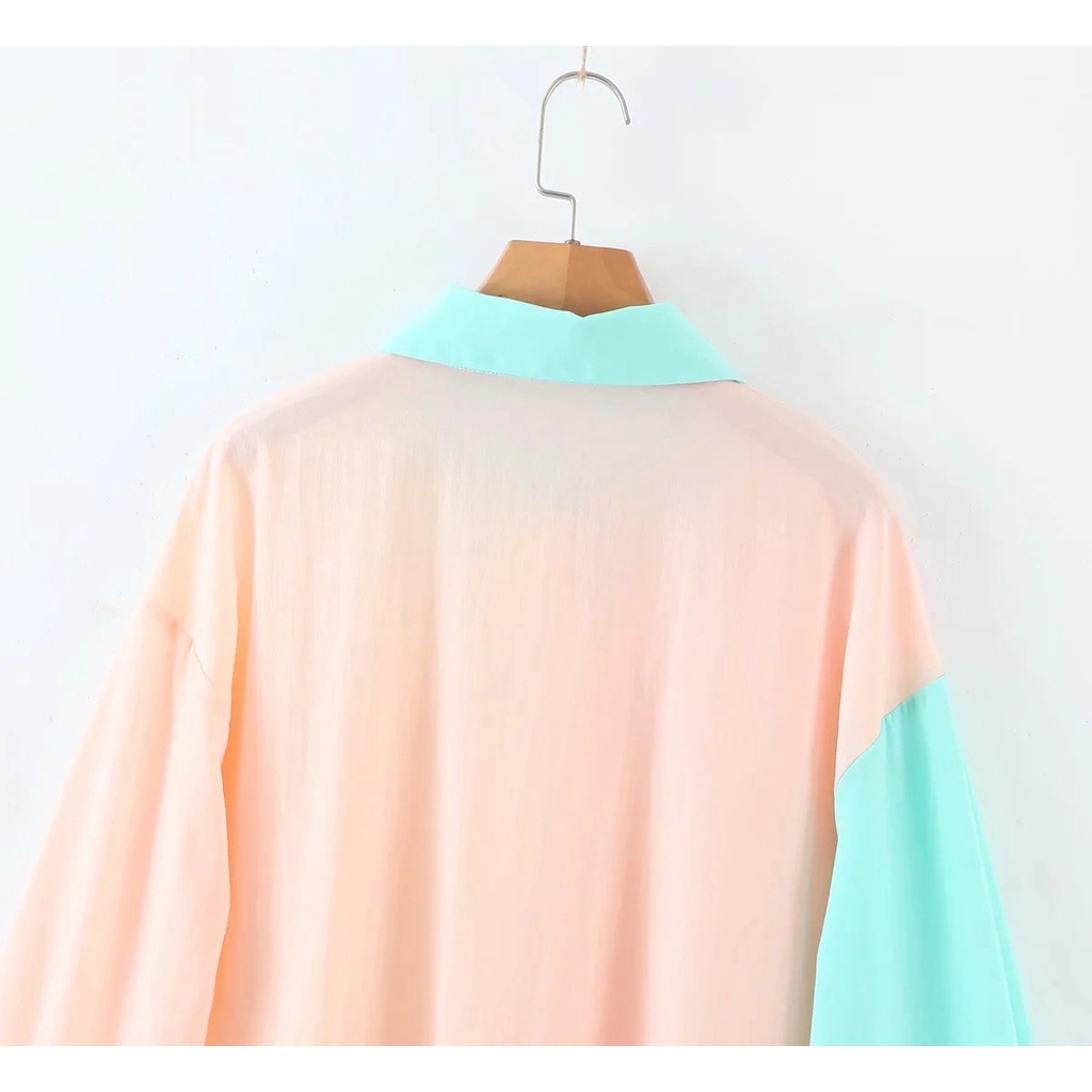 Áo Sơ Mi Dáng Rộng Màu Sắc Tương Phản Phong Cách Retro Pháp Thời Trang Mùa Hè 2021 | BigBuy360 - bigbuy360.vn