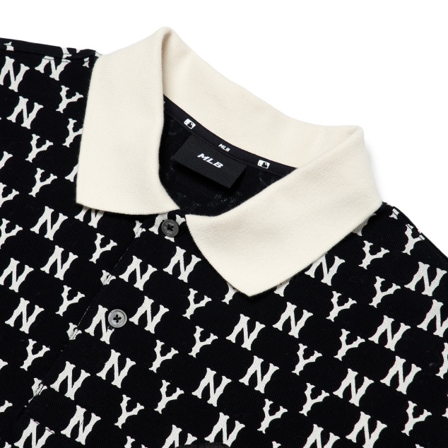 ÁO POLO MLB MEN'S BASIC MONOGRAM🔥CHÍNH HÃNG🔥T-shirt MLB Logo NY Màu Đen  - SIMPLE SNEAKE
