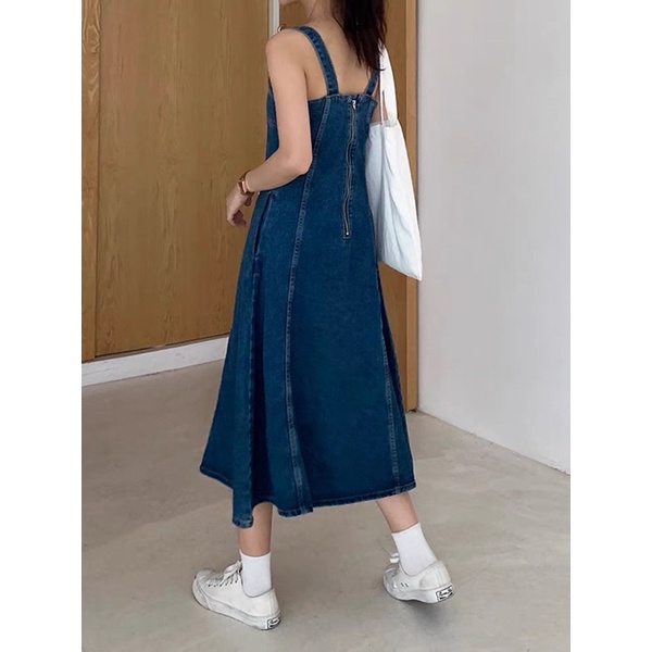 Váy yếm jean dáng dài hàng Quảng Châu siêu xinh