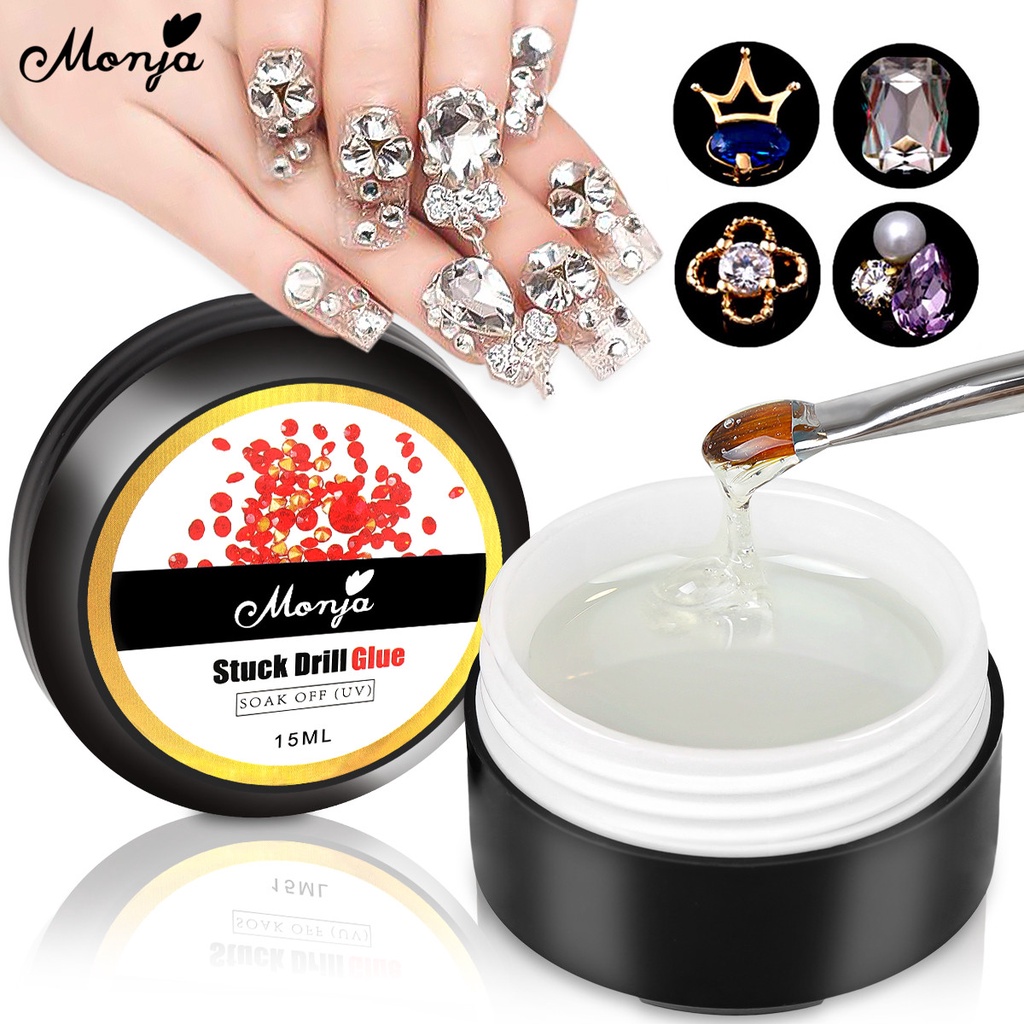 MONJA Hộp keo dán phụ kiện đá đính trang trí móng 15ml