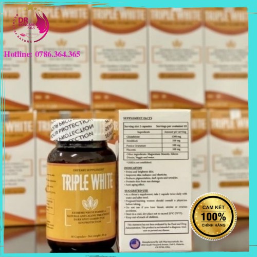 Viên Uống Trắng Da Triple White | Glutathion 1200mg ( Hộp 50 viên ) - Dskincare365