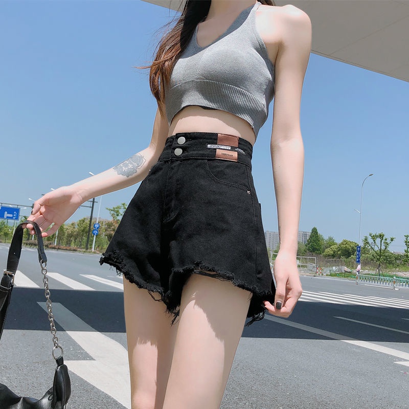 Quần Short Denim Mỏng Lưng Cao Ống Rộng Thời Trang Mùa Hè Hàn Quốc Mới 2022 Cho Nữ