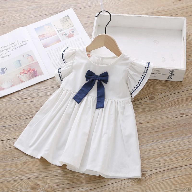 My Baby  Baby Girl Short Sleeve Bow-knot School Style Cute Dress