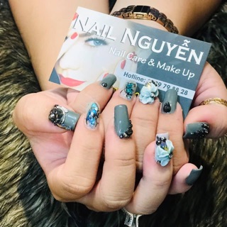 Hoa Bột Nail set 2 bông Hoa Sen Trang trí móng