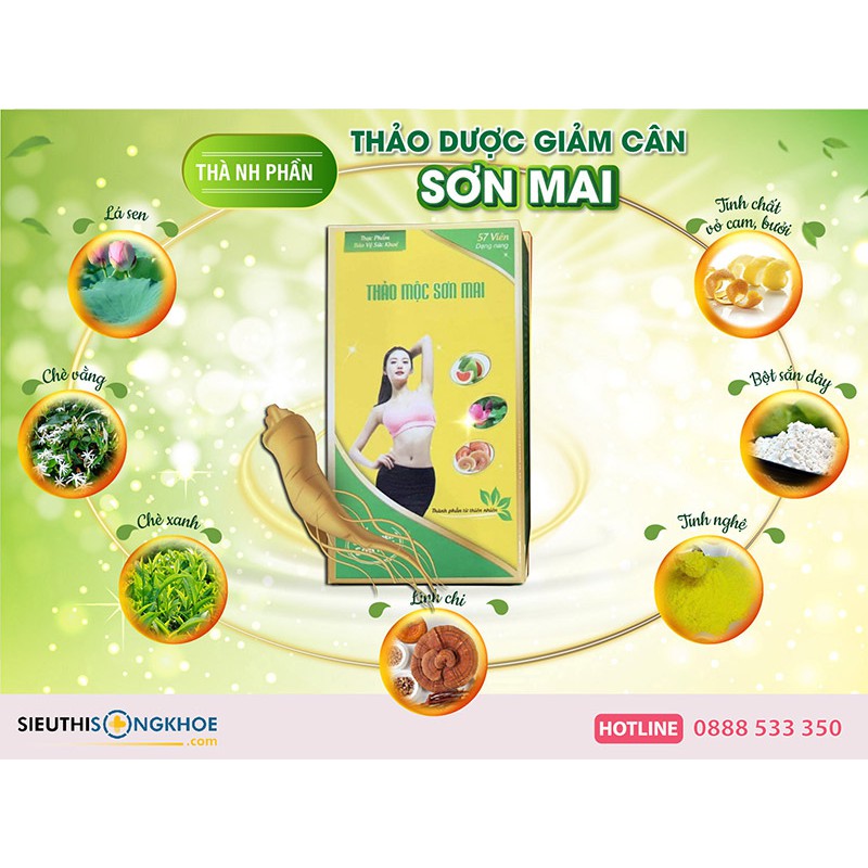 Giảm Cân Sơn Mai 💕[GIẢM MẠNH]💕 Thuốc Giảm Cân Mạnh, Giảm 4-6kg Sau 1 Liệu Trình