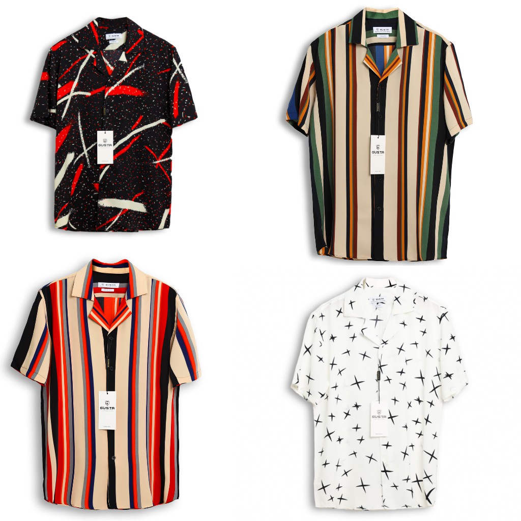 Áo Sơ Mi Nam Ngắn Tay Họa Tiết Cổ Vest Không Nhăn Chất Lụa Siêu Mát ,Áo Somi Nam Hàng Cao Cấp - SMGS01 - GUSTA | BigBuy360 - bigbuy360.vn