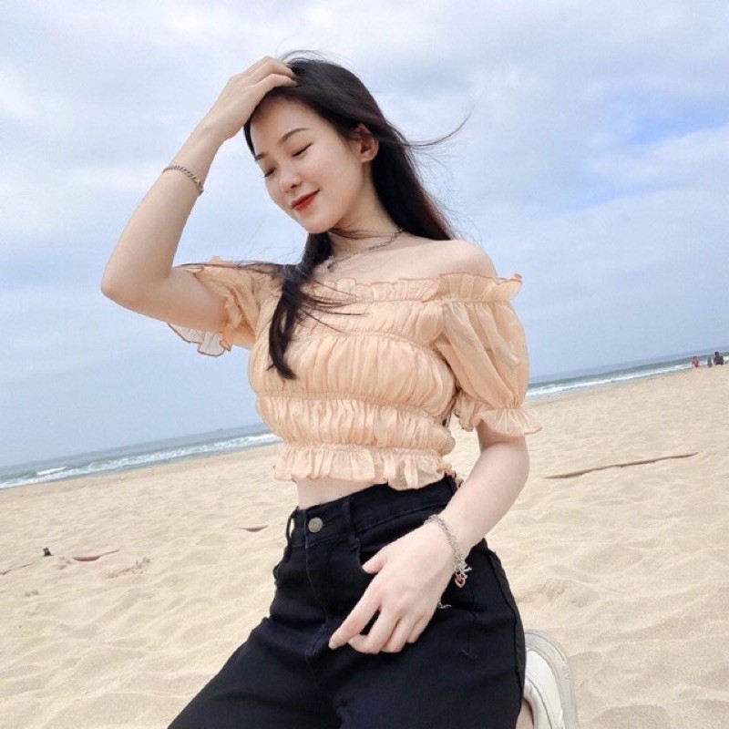 ÁO VOAN NHÚN CHỈ BO THUN TAY PHỒNG